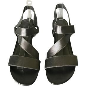 Impo Sandals 9M Womens Gray Metallic Stretch Comfort Strappy Summer Casual Nine